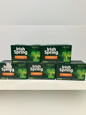 Irish Spring ORIGINAL Soap Lot of 5 Bars 3.7 Oz VTG Sealed Box No Flaxseed Oil
